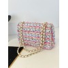 Chanel White Quilted Tweed New Mini Classic Flap Bag