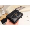 Chanel black chevron lambskin gold wallet