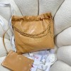 Chanel beige leather tote shopping medium bag