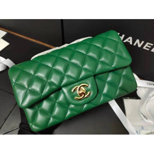 Chanel classic flap caviar leather bag gold hardware green 25cm