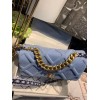 Chanel flap bag 19 blue gold hardware