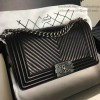 Chanel Medium Chevron Lambskin Boy Bag Black A13043 VS03203