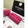 CHANEL 1112 Rose Red Medium Size 2.55 Lambskin Leather Flap Bag With Gold/Silver Hardware