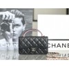 Chanel Lambskin Quilted Mini Top Handle Rectangular Flap Bag