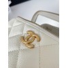 Chanel vanity white leather handle bag