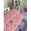 Chanel grained calfskin top handle flap bag new pink 20cm