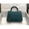 Chanel coco handle small blue caviar leather bag