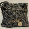 Chanel 22 Wool Tweed & Gold-Tone Metal Tote Black Bag