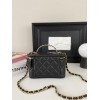 Chanel vanity black leather handle bag