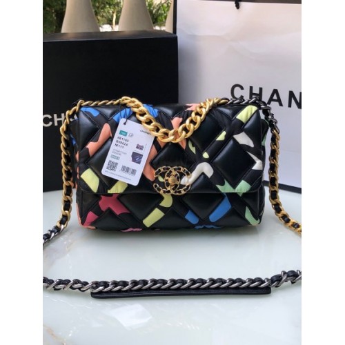 Chanel 19 colorful black leather 26cm