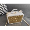 Chanel Lambskin & Gold Metal Clutch White AP2393