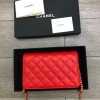 Chanel 19 Denim Wallet on Chain in Red AP0957