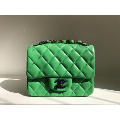 Chanel classic flap green 17cm bag