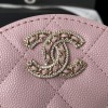 Chanel 22S Quilted Caviar Pink Mini Round Clutch