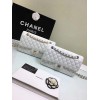 CHANEL 1112 White Large 2.55 Calfskin Leather Flap Bag with Gold Hardware