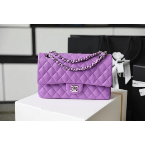 Chanel classic flap bag purple medium 25