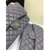 CHANEL 1112 Grey Large Size 30cm Lambskin Leather Flap Bag With Gold/Silver Hardware