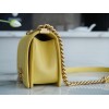 Chanel Green Quilted Caviar Medium Yellow Boy Bag