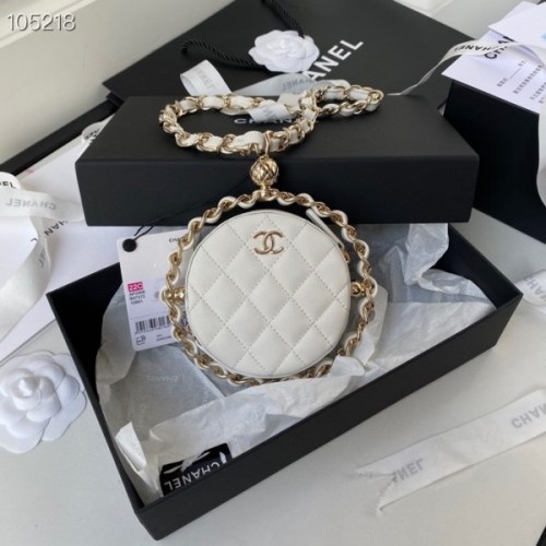 Chanel Round Chain Clutch in White