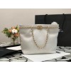 Chanel Calfskin Chain Shopping Bag AS2374 White