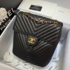 Chanel Chevron Lambskin Black Gold Hardware Large Backpack
