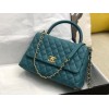 Chanel coco handle large blue caviar leather bag