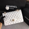 CHANEL white Size 30cm Lambskin Leather Flap Bag With Gold Hardware