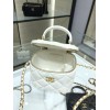 Chanel case white handle leather bag