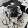 Chanel 22S Quilted Caviar Black Mini Round Clutch
