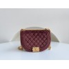Chanel 22A Small Boy Messenger Red Velvet Bag