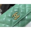 Chanel phone holder gold metal light green bag