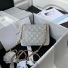 Chanel 17cm Classic Flap Bag Grey Caviar Leather gold hardware