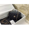 Chanel woc lambskin handle black leather bag