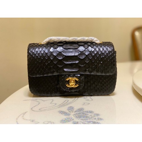 Chanel Classic Black Python Mini Bag