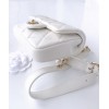 Chanel flap lampskin pearl white bag