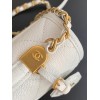 Chanel 22k Calfskin & Gold-Tone Metal White Mini Bag