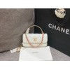 Chanel phone holder gold metal white bag