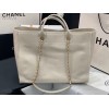 Chanel tote shopping white gold bag