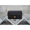 CHANEL 1112 Black Size 20cm Lambskin Leather Flap Bag With Gold / Silver Hardware