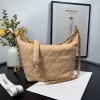 Chanel Crumpled Lambskin Mini Hobo Bag Beige