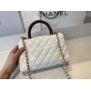 Chanel Coco flap bag white handle 24 cm