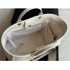 Chanel Deauville White Leather Tote Shopping Bag
