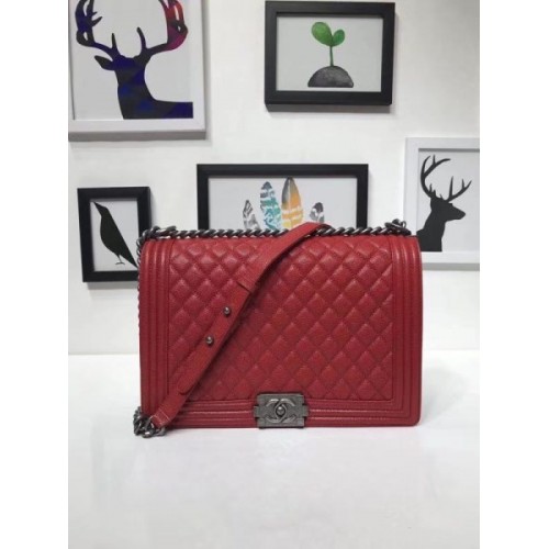 Chanel 30cm Red Caviar Boy Bag