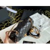 Chanel Lambskin & Gold-Tone Small Metal Flap Bag Black 13cm