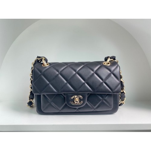 Chanel 21K CF classic black lambskin gold hardware bag