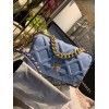 Chanel flap bag 19 blue gold hardware