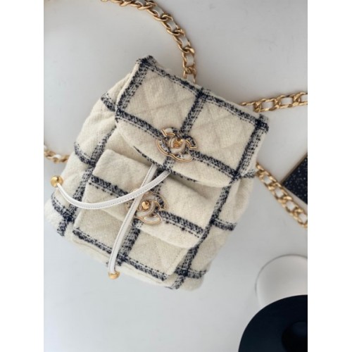 Chanel white tweed bag