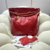 Chanel red leather tote shopping large bag