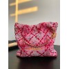 Chanel 22 Wool Tweed & Gold-Tone Metal Tote Pink Bag