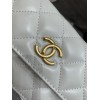 Chanel phone holder gold metal white bag
